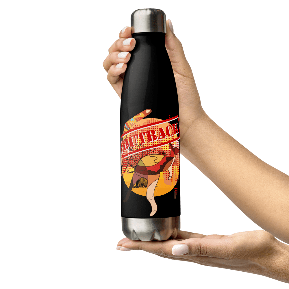 Edelstahl Trinkflasche schwarz Design outback